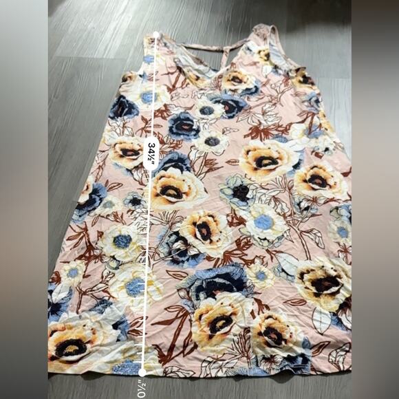 Maurices Pink Multicolor Floral Print Sleeveless Strappy Back Shift Mini Dress M - Picture 9 of 9